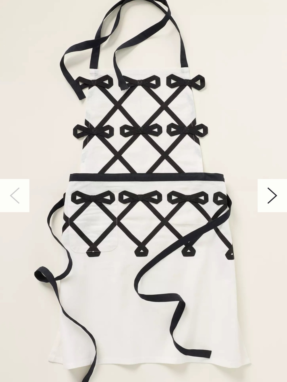 Anthropologie Apron Set - Oven Mitt & Glasses with Black Bow Trim